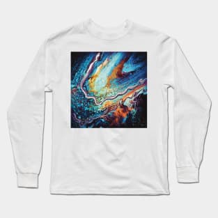 Galaxy Tentacles - Paint Pour Art - Unique and Vibrant Modern Home Decor for enhancing the living room, bedroom, dorm room, office or interior. Digitally manipulated acrylic painting. Long Sleeve T-Shirt